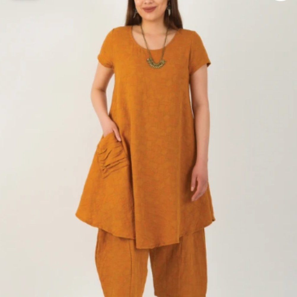 NWT Windhorse Mantra Dress w/Pocket Tunic 100% Cotton Lightweight Orange L/ XL